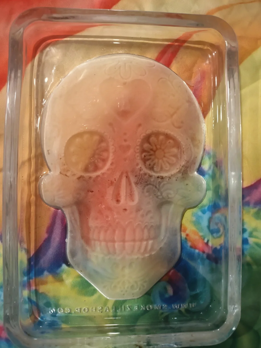 Handcrafted Sugar Skull Decorative Glow N Dark Glass Tray